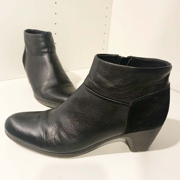 The FLEXX Black Leather & Suede Heeled Booties - Picture 1 of 13